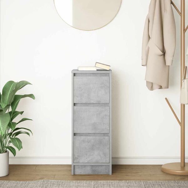 vidaXL Aparador de madera de ingenier&iacute;a gris hormig&oacute;n 29,5x34x76 cm