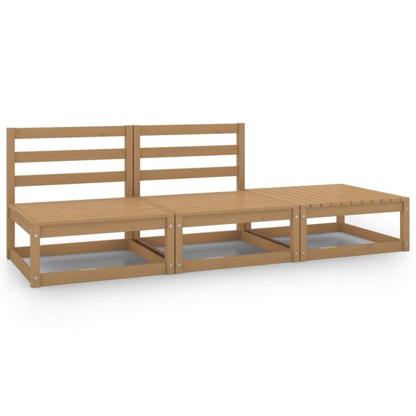 vidaXL Muebles de jard&iacute;n 3 piezas marr&oacute;n miel madera maciza de pino