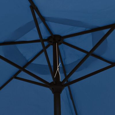 vidaXL Sombrilla de jardín con luces LED palo acero azul celeste 300cm