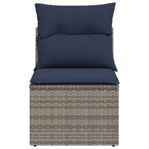 vidaXL Silla de jard&iacute;n sin reposabrazos con cojines rat&aacute;n PE gris