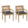 vidaXL Sillas Batavia 2 uds teca maciza con cojines gris antracita
