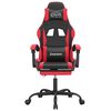 vidaXL Silla gaming giratoria y reposapiés cuero sintético negro rojo