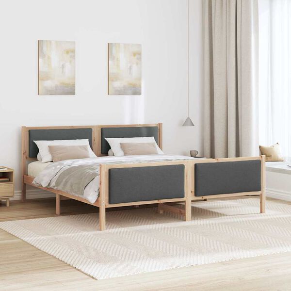 vidaXL Estructura de cama con cabecera Gris oscuro 180 x 200 cm tela