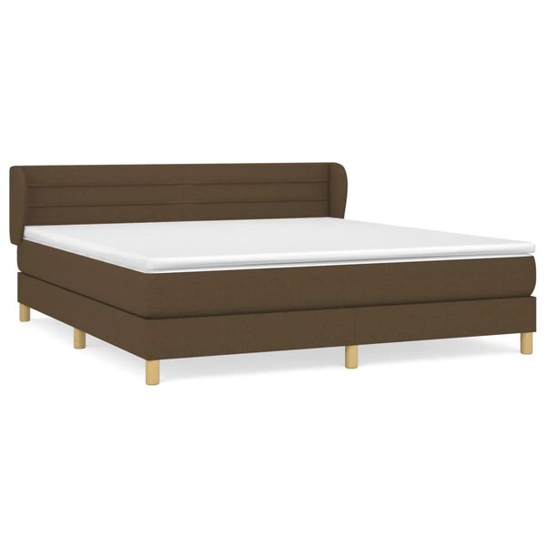 vidaXL Cama box spring con colch&oacute;n tela marr&oacute;n oscuro 160x200 cm