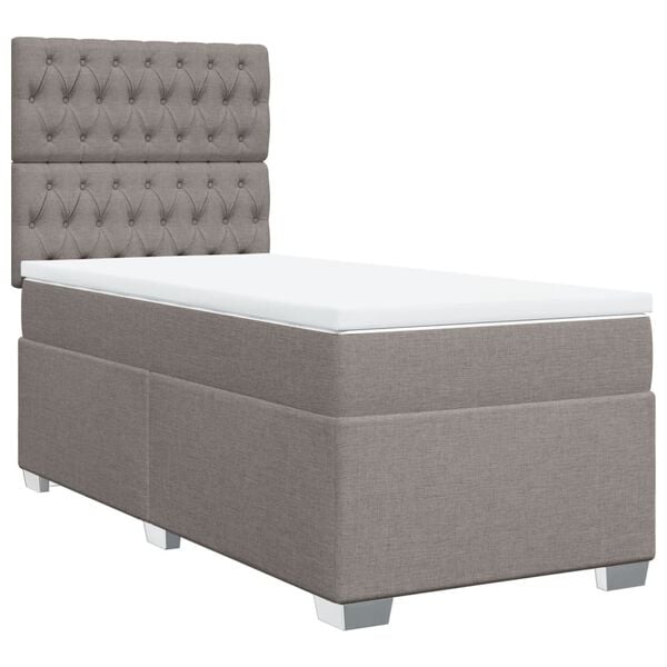 vidaXL Cama box spring con colch&oacute;n tela gris taupe 90x190 cm