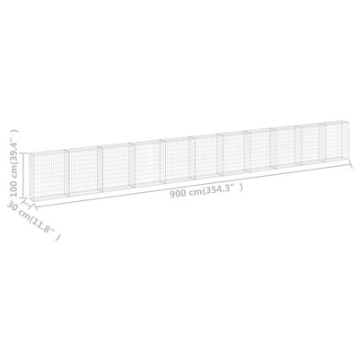 vidaXL Muro de gaviones con cubiertas acero galvanizado 900x30x100 cm