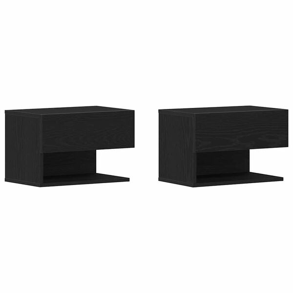 vidaXL Armario de Noche con cajón 2 pcs Roble negro 46 x 29.5 x 30 cm