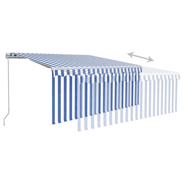vidaXL Toldo retr&aacute;ctil manual con persiana azul y blanco 3x2,5 m
