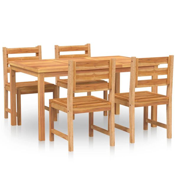 vidaXL Juego de comedor para jard&iacute;n 5 piezas madera maciza de teca