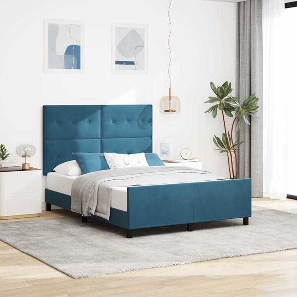 vidaXL Cama tipo Box Spring Azul Oscuro 140 x 200 cm Terciopelo