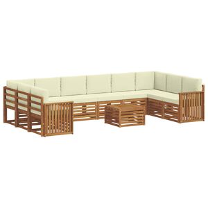 vidaXL Conjunto de sof&aacute;s de exterior con coj&iacute;n 11 pcs Natural y Crema