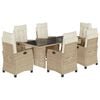 vidaXL Set comedor de jard&iacute;n 7 pzas con cojines rat&aacute;n sint&eacute;tico beige