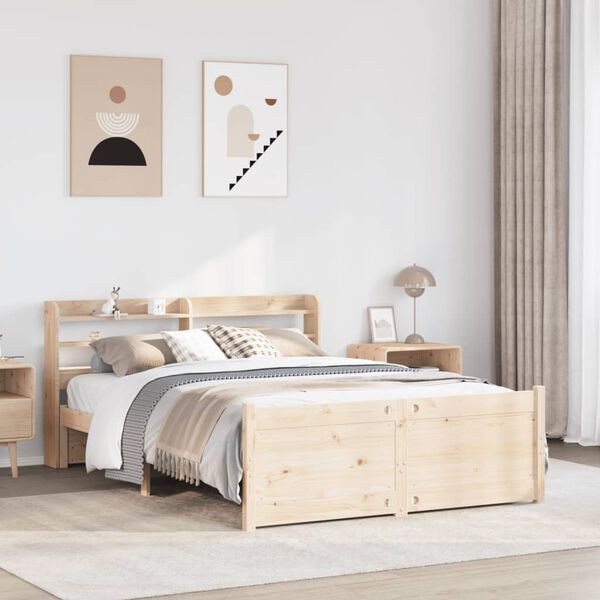 vidaXL Estructura de cama con cabecero madera maciza pino 120x190 cm