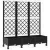 vidaXL Jardinera con enrejado y ruedas Negro 120 x 40 x 131,5 cm PP