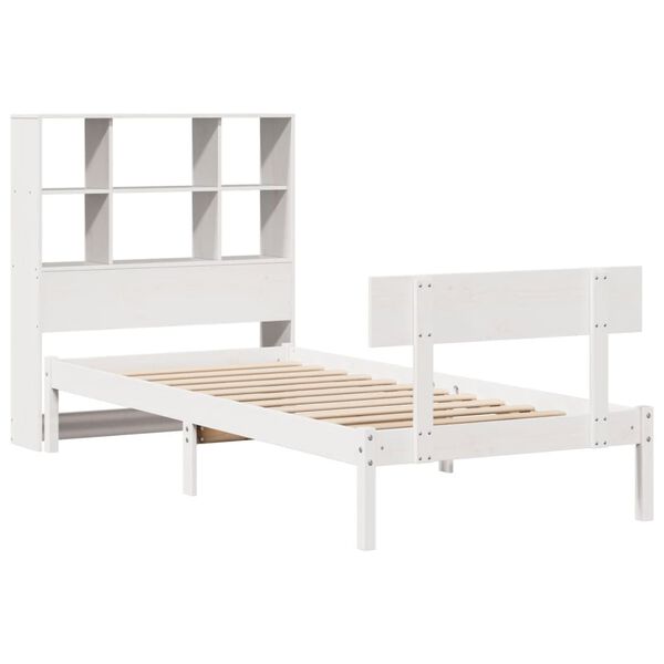vidaXL Cama con estanter&iacute;a sin colch&oacute;n madera maciza de pino 90x190 cm