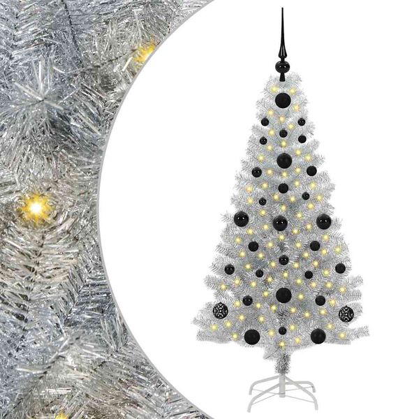 vidaXL &Aacute;rbol de Navidad con 150 LED con soporte Plateado 120 cm PET