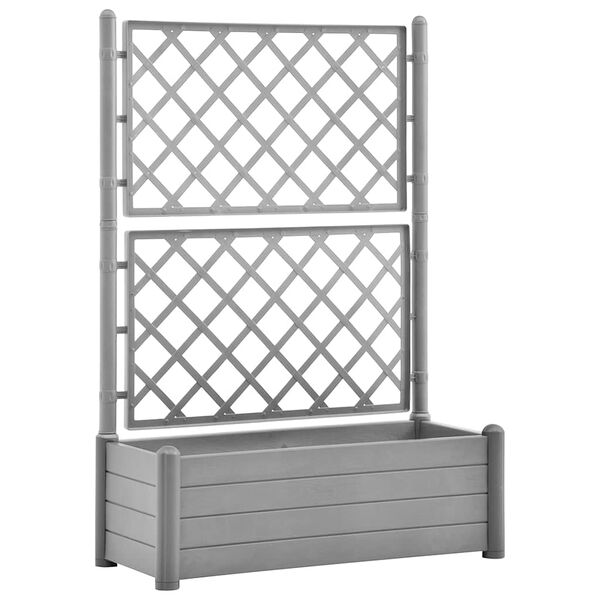 vidaXL Jardinera con enrejado PP gris piedra 100x43x142 cm