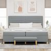vidaXL Cama tipo Box Spring con colch&oacute;n Gris claro 200 x 200 cm tela