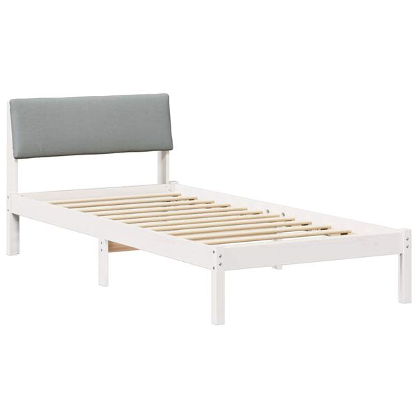 vidaXL Estructura de cama con cabecera y gris claro 90 x 190 cm