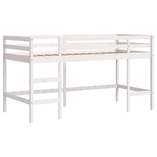 vidaXL Cama alta de niños escalera madera maciza pino blanco 80x200 cm