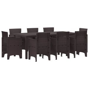 vidaXL Conjunto de Comedor de Jard&iacute;n 9 pcs Marr&oacute;n Polipropileno
