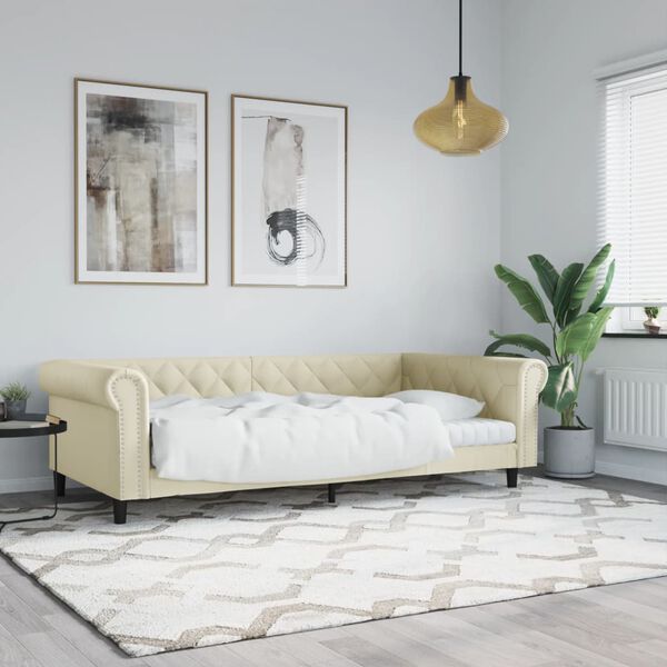 vidaXL Sof&aacute; cama cuero sint&eacute;tico color crema 100x200 cm