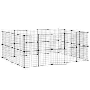 vidaXL Jaula para mascotas de 36 paneles puerta acero negro 35x35 cm