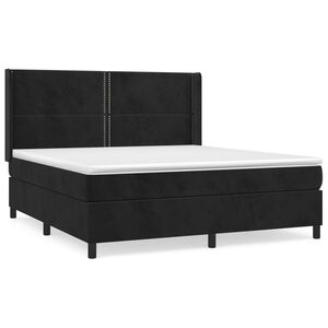 vidaXL Cama box spring con colch&oacute;n terciopelo negro 180x200 cm