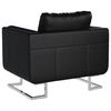 vidaXL Sillón con patas cromadas cuero sintético negro