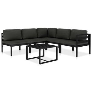 vidaXL Set muebles de jard&iacute;n 6 pzas y cojines aluminio gris antracita