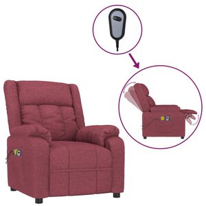 vidaXL Sill&oacute;n de masaje el&eacute;ctrico tela rojo tinto