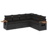vidaXL Set de sof&aacute;s de jard&iacute;n 6 piezas y cojines rat&aacute;n sint&eacute;tico negro