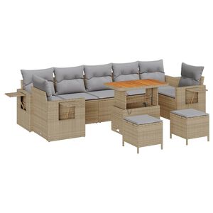 vidaXL Conjunto de sof&aacute;s de jard&iacute;n con coj&iacute;n 10 pcs Beige y Gris Claro