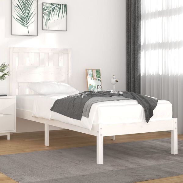 vidaXL Estructura de cama madera maciza de pino blanco 90x200 cm