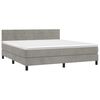 vidaXL Cama box spring colch&oacute;n y LED terciopelo gris claro 180x200 cm