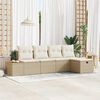 vidaXL Conjunto de sof&aacute; de jard&iacute;n con almohada 5 pcs Beige Polirat&aacute;n