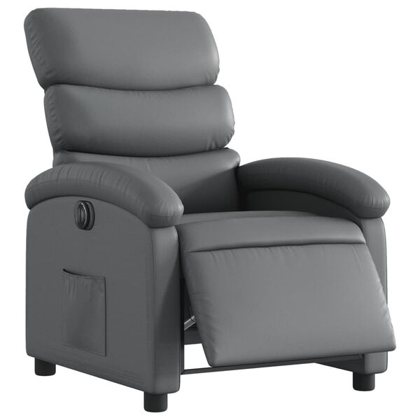 vidaXL Sill&oacute;n reclinable el&eacute;ctrico de cuero sint&eacute;tico gris