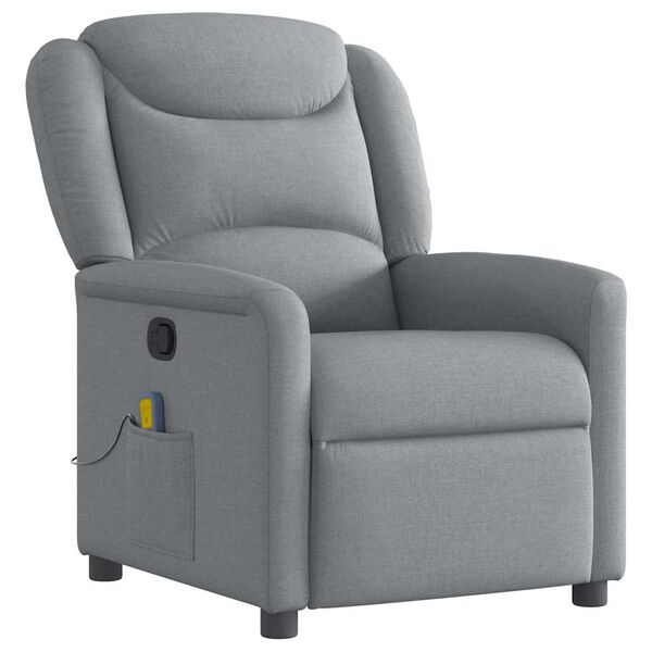 vidaXL Sill&oacute;n reclinable de masaje de tela gris claro