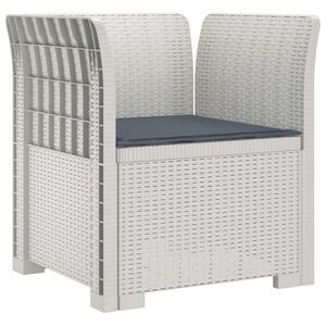 vidaXL Sill&oacute;n Individual con Coj&iacute;n Apariencia de Ratan PP Blanco