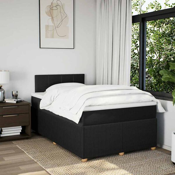 vidaXL Cama box spring con colch&oacute;n tela negro 120x200 cm