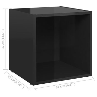 vidaXL Muebles TV 4 uds madera contrachapada negro brillo 37x35x37 cm
