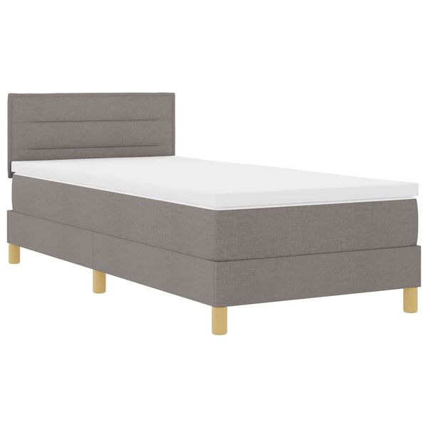 vidaXL Cama tipo Box Spring con colch&oacute;n Taup&eacute; 90 x 190 cm tela