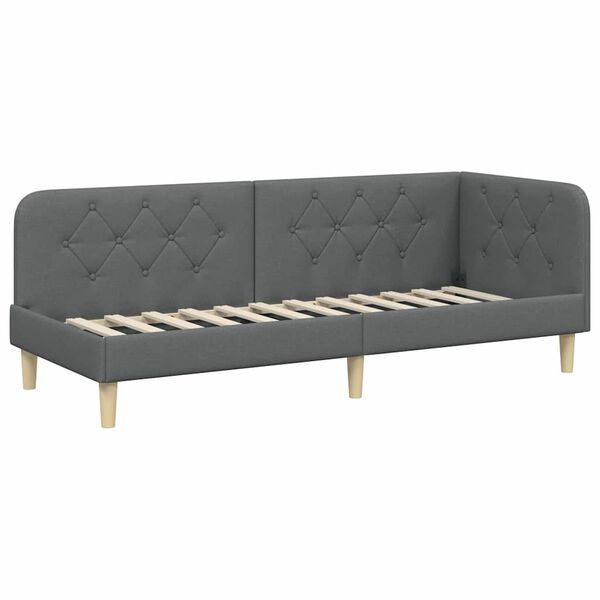 vidaXL Estructura de cama en esquina Gris oscuro 80 x 200 cm tela