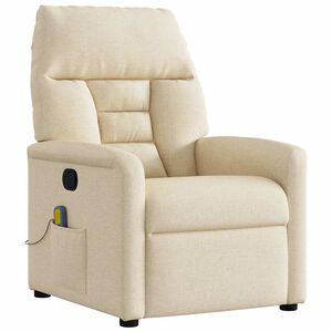 vidaXL Sill&oacute;n de masaje reclinable de tela crema