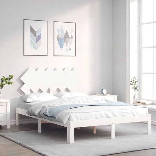 vidaXL Estructura de cama sin colch&oacute;n madera de pino blanca 120x200 cm