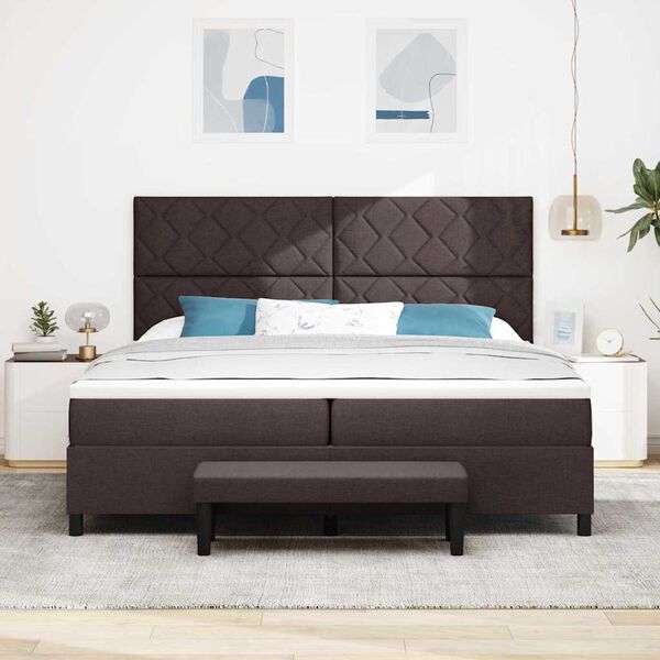 vidaXL Cama tipo Box Spring Marr&oacute;n Oscuro 200 x 200 cm tela