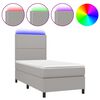 vidaXL Cama box spring colch&oacute;n y luces LED tela gris claro 100x200 cm