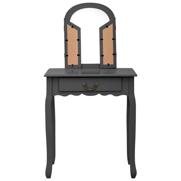 vidaXL Tocador y taburete madera de paulownia gris 65x36x128 cm