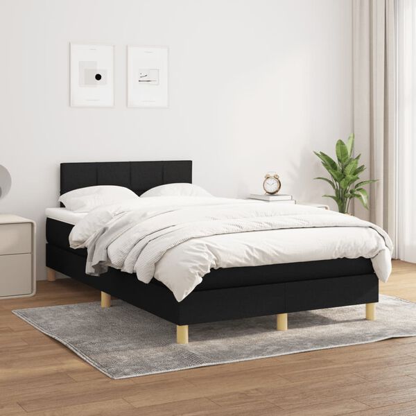 vidaXL Cama box spring con colch&oacute;n tela negro 120x190 cm