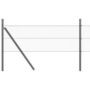 vidaXL Fijaci&oacute;n de suelo hexagonal para valla 10 x 0,8 m Gris Malla